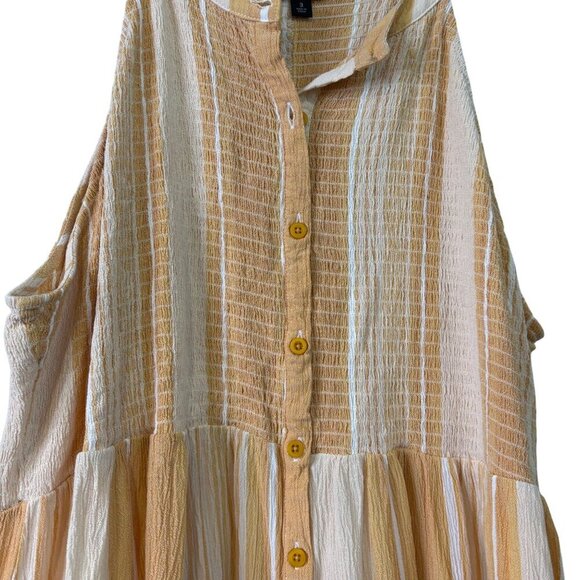 Torrid Women's Baby Doll Ruched High Neckline Striped Yellow Blouse Size 3x - Picture 3 of 10